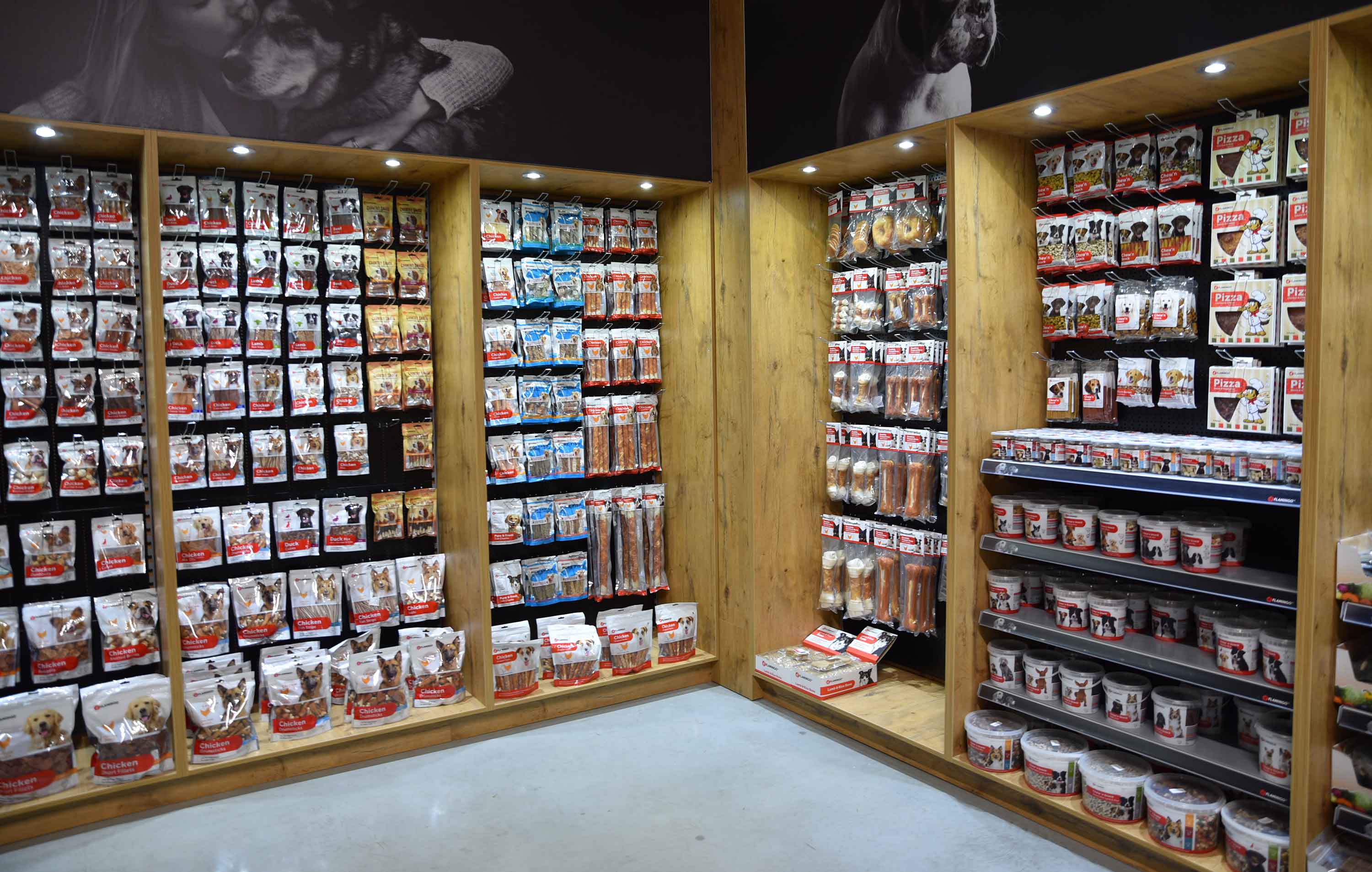 Flamingo Pet Products showroom snacks